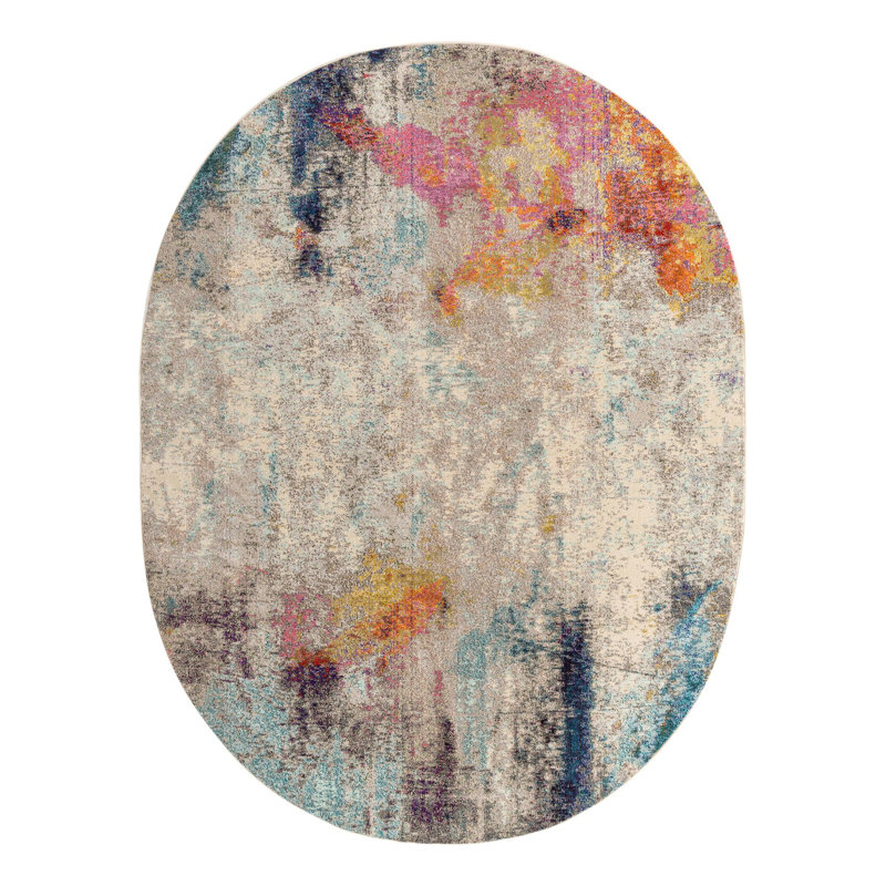 Keimar Washable Abstract Indoor Rug, Oval 7'11" x 10'