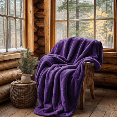 Double-Sided Mink Fleece Throw Blanket- Soft & Warm Bed Blanket