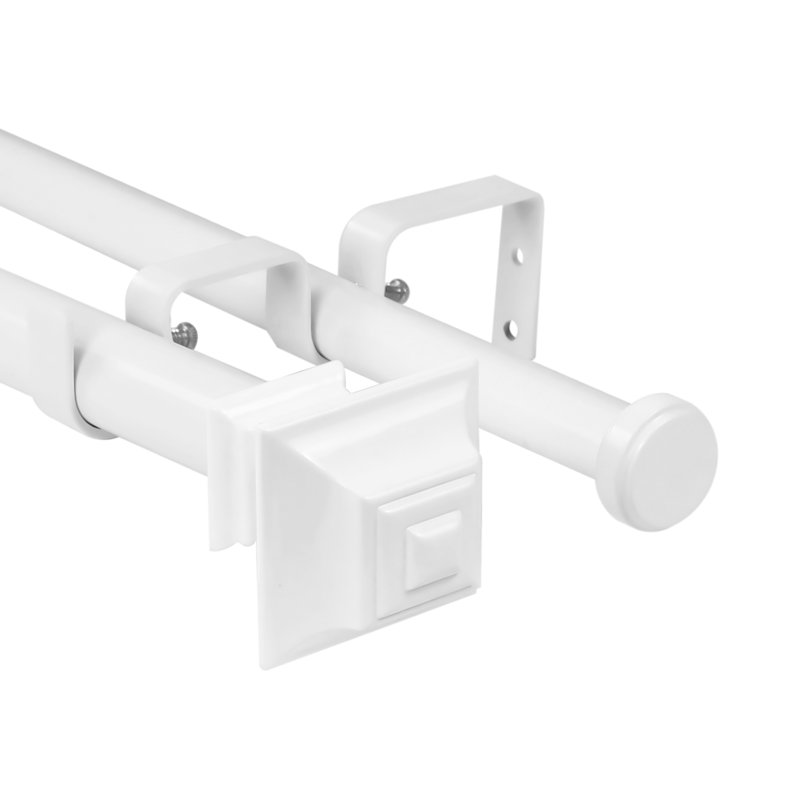 Tringle à rideaux double pour fenêtre Courter, Blanc, H 1 po x l 48 po x P 1 po