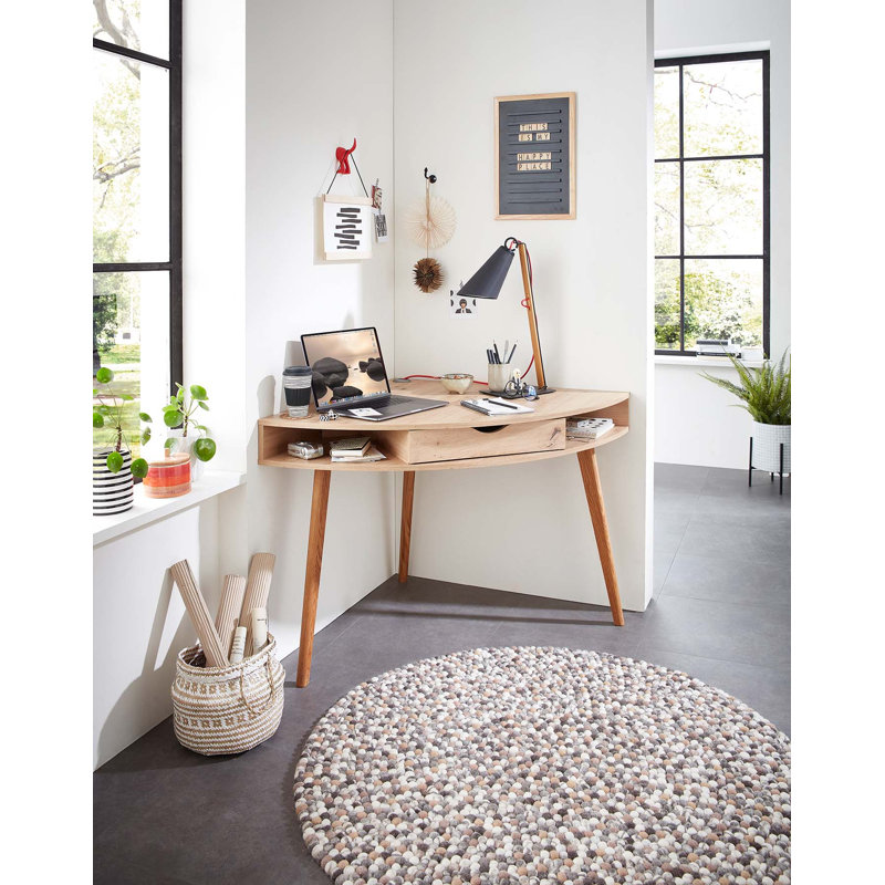 Lauge Hand Felted Wool Beige Rug, Round 190cm