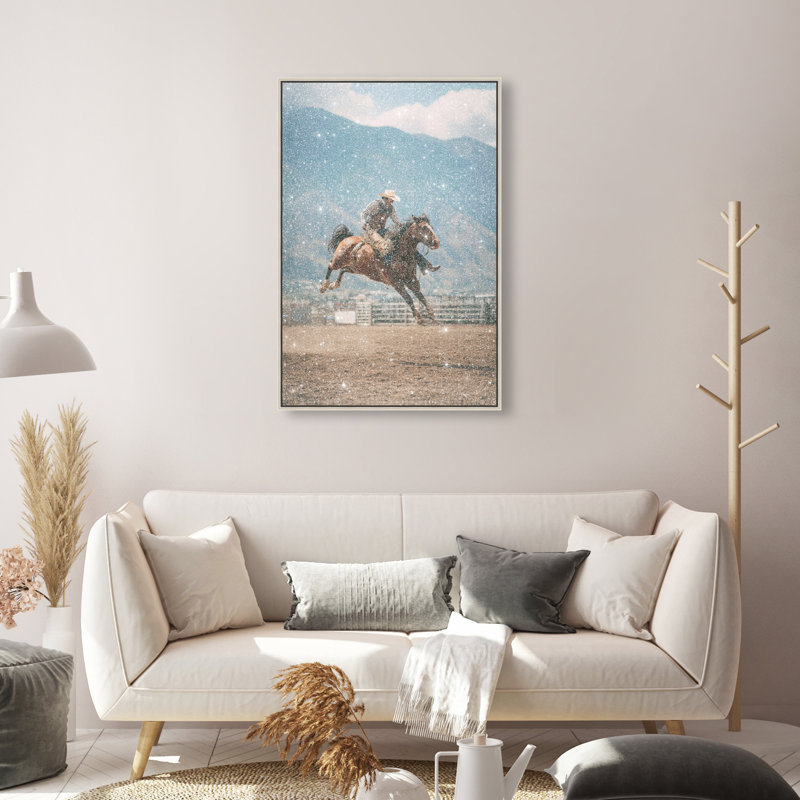 Bronc Rider Print by Oliver Gal, 31" H x 21" W, Silver Floater Frame