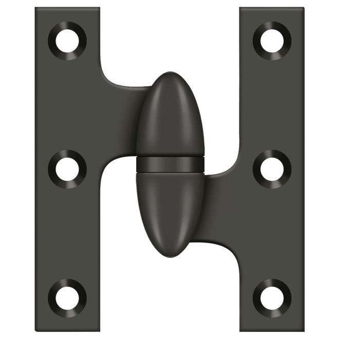 Charnière olive 2 1/2 po x 2 po Deltana OK2520U10B-R; Finition bronze huilé, Bronze huilé, Côté droit
