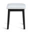 Ensemble de coiffeuse et de tabouret avec miroir à DEL intégré et tabouret coussiné assorti avec poignées décoratives dorées-206526760