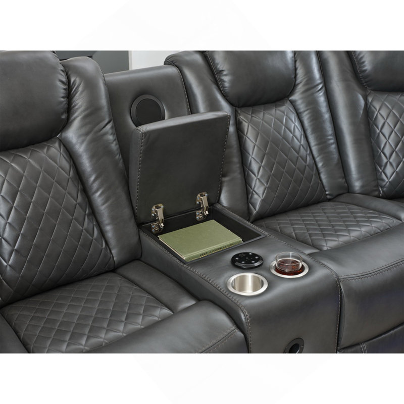 Power Reclining Sectional Sofa W/Speaker / LED Strip Gray Color, Gray