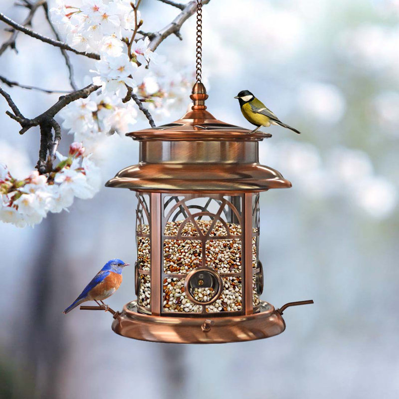 Norcross Metal Hanging Tube Bird Feeder, Antique Copper