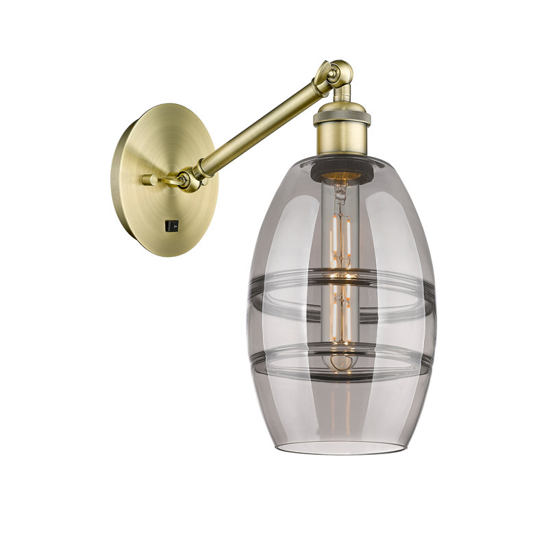Dundrod Steel Armed Sconce, Antique Brass, Light Smoke