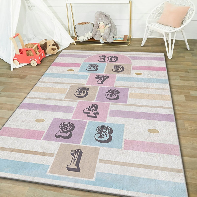 Luxurious Area Rug, 4.6 x 7.2 ft, 100% Polyester, 740 g/m² | Non-Slip Felt Dot Underside, Laminated Sponge for Comfort, Antibacterial & Easy to Clean | Stylish Velvet Fabric with Digital Print, Machine Washable