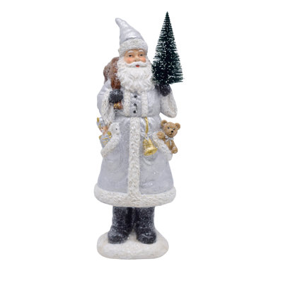 Resin Silver and Gold Santa Figurine with Christmas Tree - Multicolor Decorative Object for Indoor Use, Perfect for Tabletop Decoration, Ideal Gift for Hostess and Holiday Celebrations