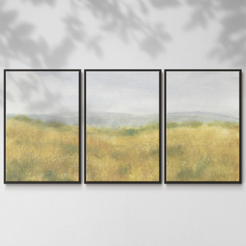Wheat Fields I - Toile encadrée multi-pièces, H 40 po x l 78 po x P 2 po, Noir