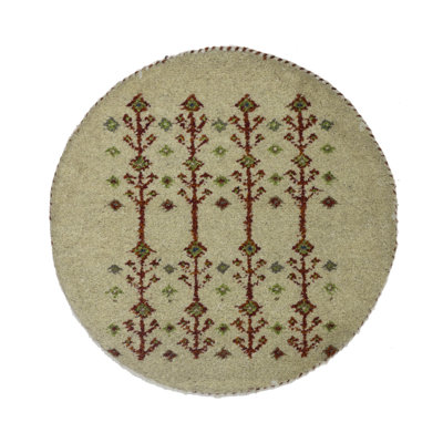 Heston Cream Tribal Small Round Rug 2X2 Indo-Gabbeh Oriental Hand-Knotted Carpet -  Foundry Select, 9128C0C5D4CE4AFD93FB3FB4E4B36F6C