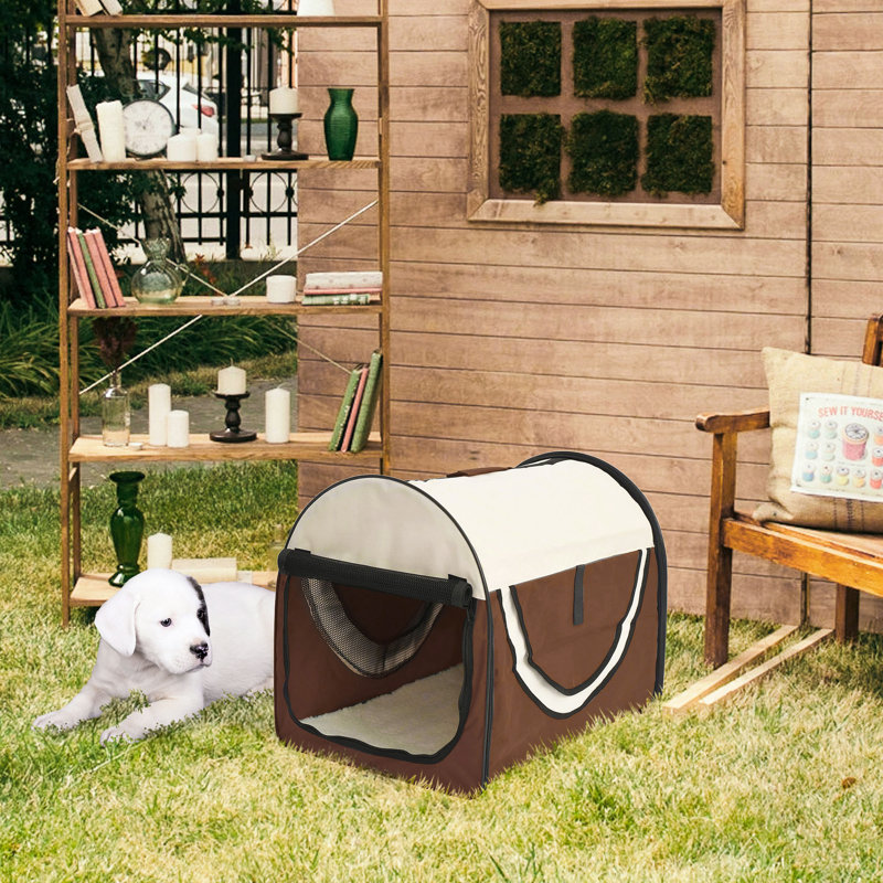 Misael Folding Fabric Soft Dog Cat Travel Pet Carrier, 41cm H x 46cm W x 36cm D, Brown