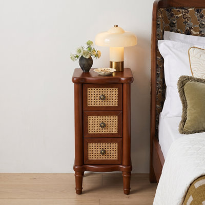 Wickerweave Seadrift Rattan Narrow 3-Drawer Solid Wood Nightstand