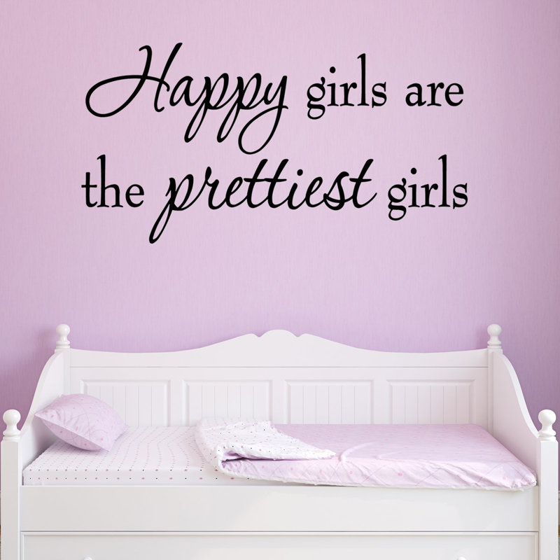 Adhésif décoratif « happy filles is the prettiest filles art » Crendon, H 10,5 po x l 20 po x P 0,01 po