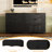 70" Tv Side Table With 2 Drawers & Traditional Style, Design Adjustable Shelves Black Wood Grain Sideboard Style Stand Charming Curve, Suited, For Living Room