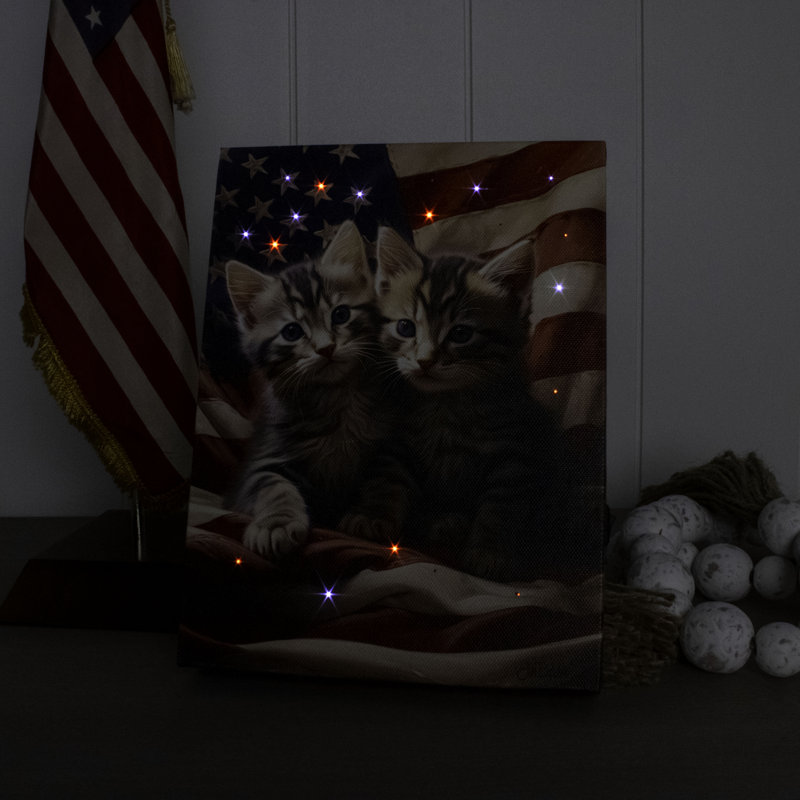 Patriotic Kittens 8X6 Lighted Tabletop Canvas
