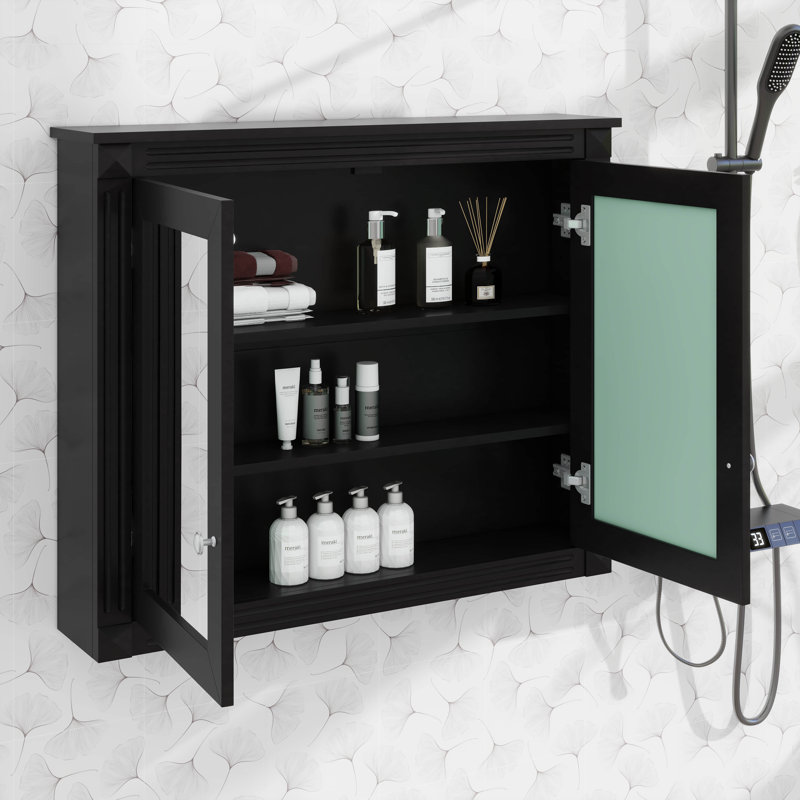 Armoire murale moderne avec 2 miroirs, Noir
