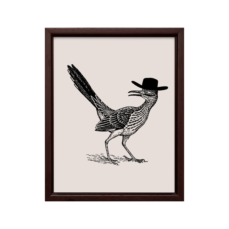 Roadrunner beige, 18"H x 24"W, Canvas, Brown Framed