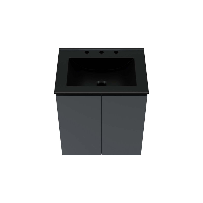 Modway Bryn 24" Wall-Mount Bathroom Vanity, Gray, Black