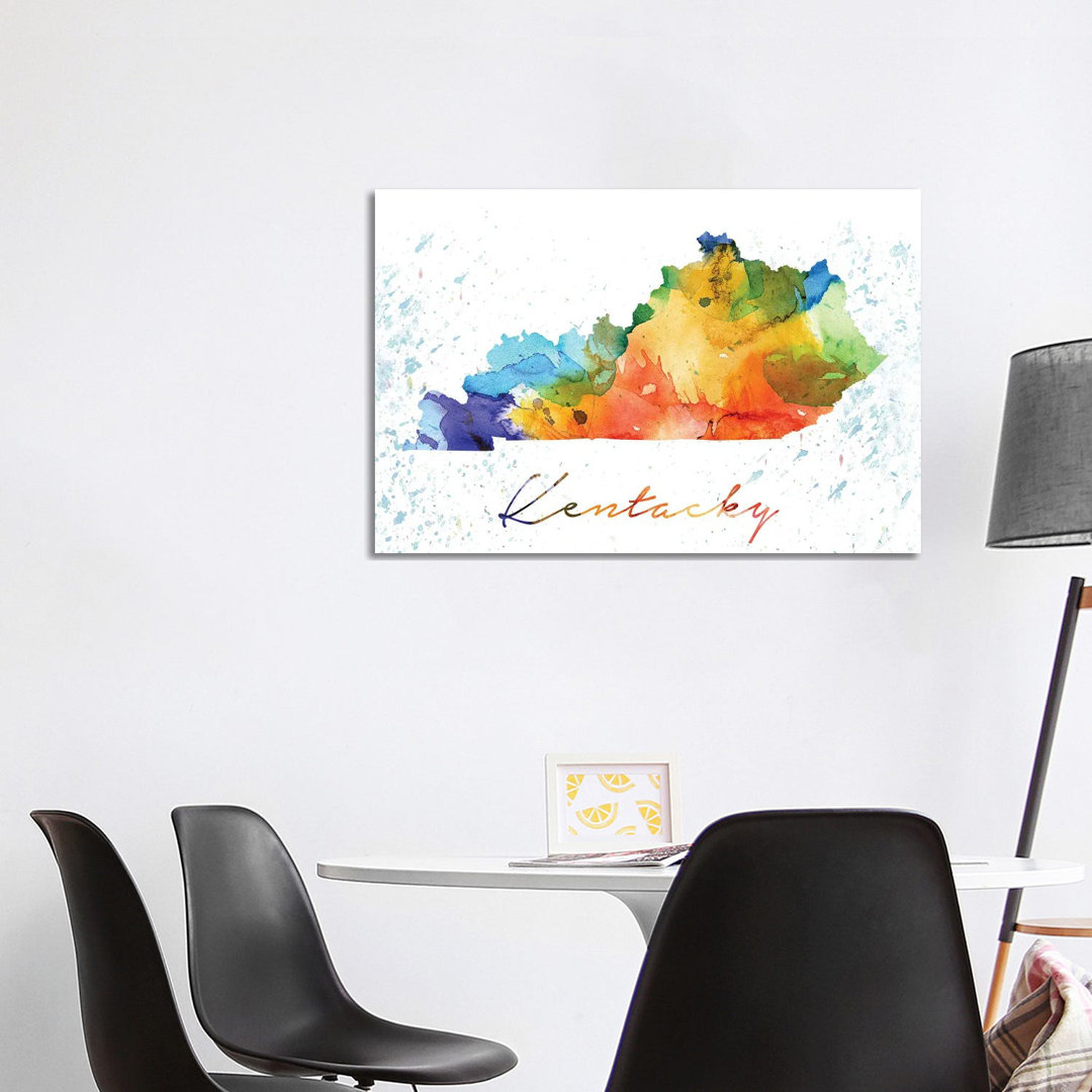 Kentucky State Colorful by WallDecorAddict - Wrapped Canvas Gallery-Wrapped Canvas Giclée