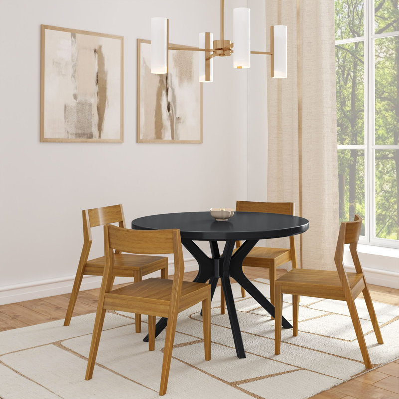 Muhsina Cross Leg Round Dining Table (47in x 47in / 1194mm x 1194mm), Black