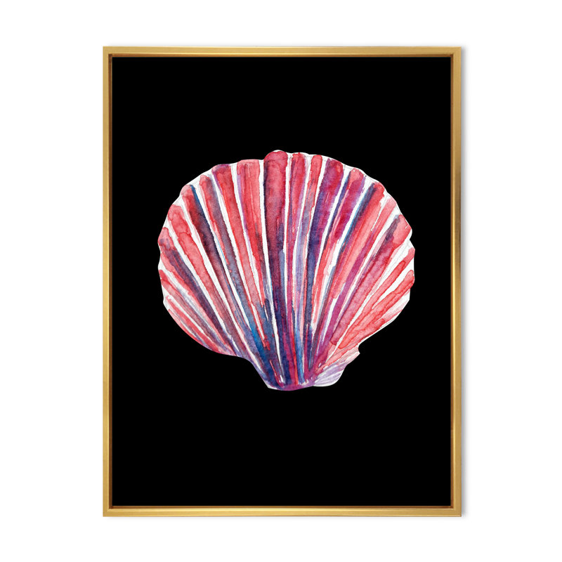 Coquillage sur fond noir - peinture, H 40 po x l 30 po x P 1,5 po, Toile tendue