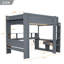 Lit mezzanine en bois gris foncé avec bureau, DEL et chargement multifonctionnel pour économiser de l'espace-1314162769
