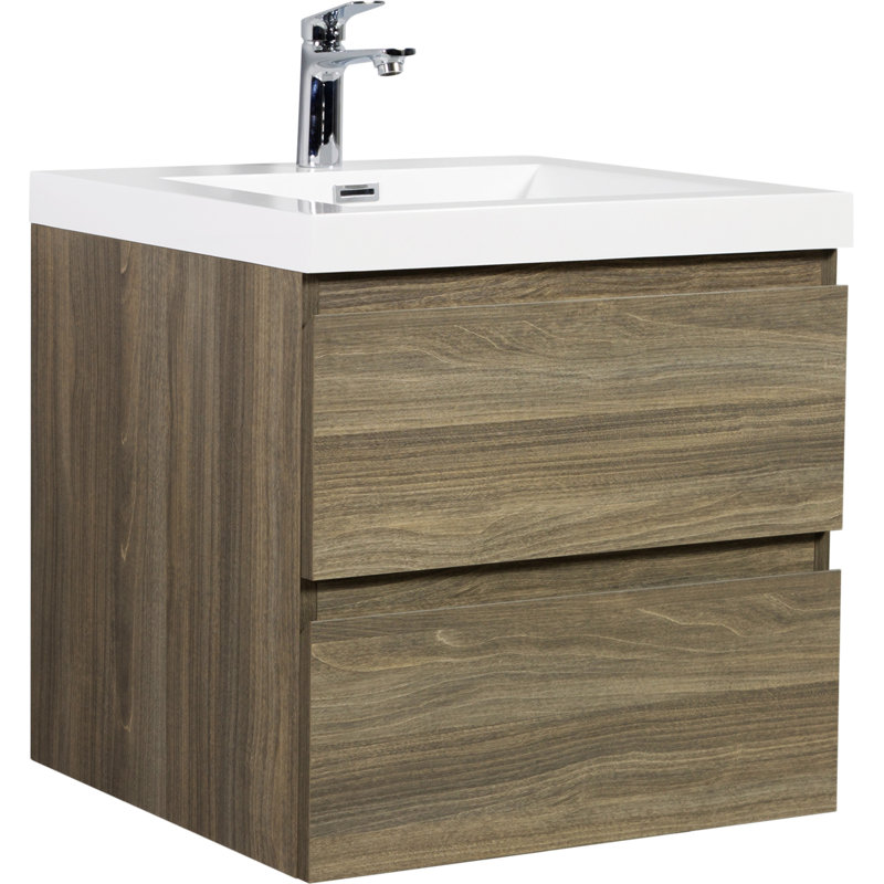 Meuble-lavabo 24 po avec résine et tiroir, Gris