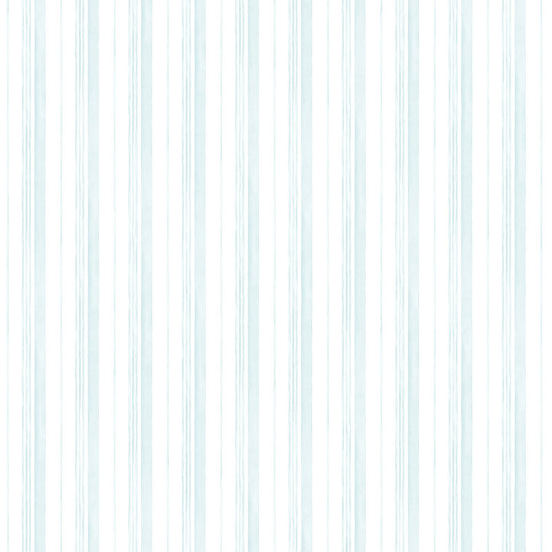 Papier peint double rayure 32,7 pi x 20,5 po Fairfield, Bleu menthe / blanc