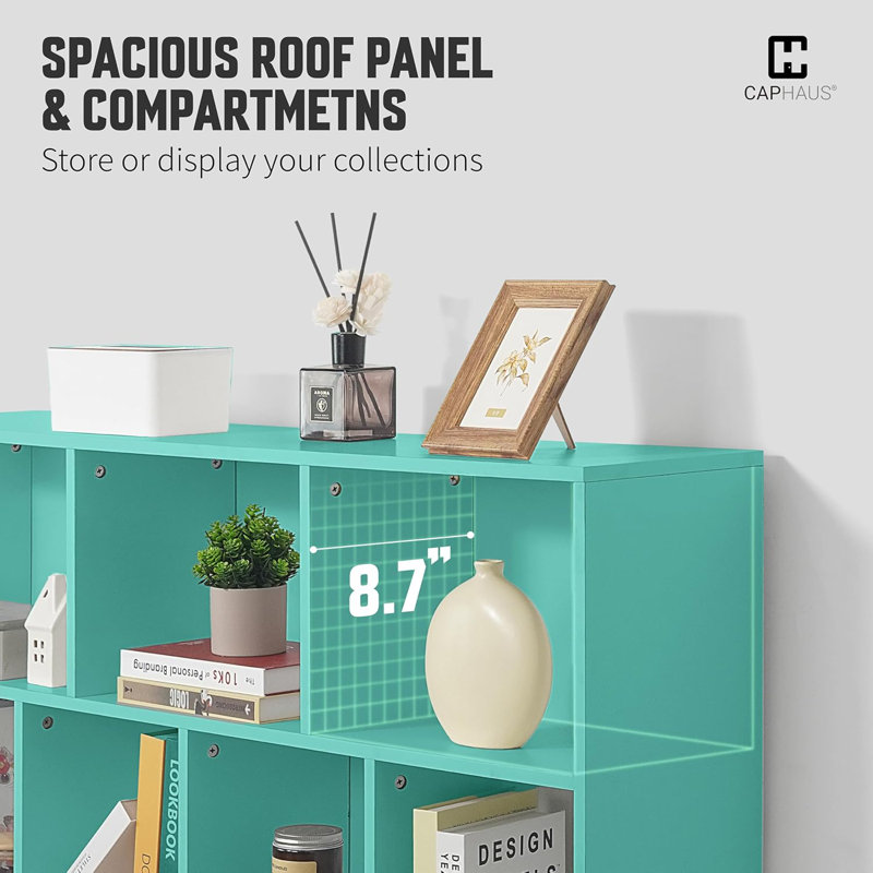 55-Inch Wide 10 Cube 3 Tier Wooden Bookshelf for Living Room, Bedroom, Office, Multiple Colors, Brown