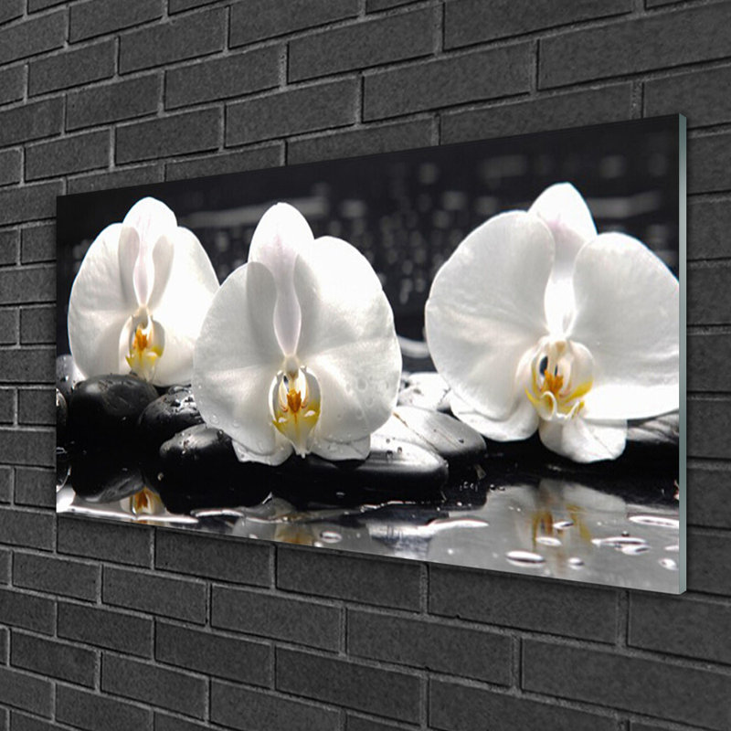 Floral Flower Stones - No Frame Print on Glass