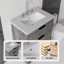 Meuble-lavabo autoportant avec comptoir en marbre de culture et fermeture en douceur-572231202