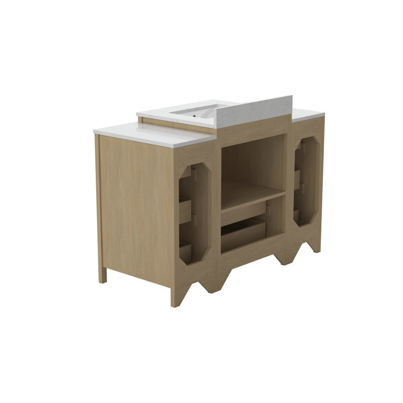 Single Sink Bathroom Vanity Cabinet,Freestangding Storage Vanity Cabinet with White Countertop, 48"