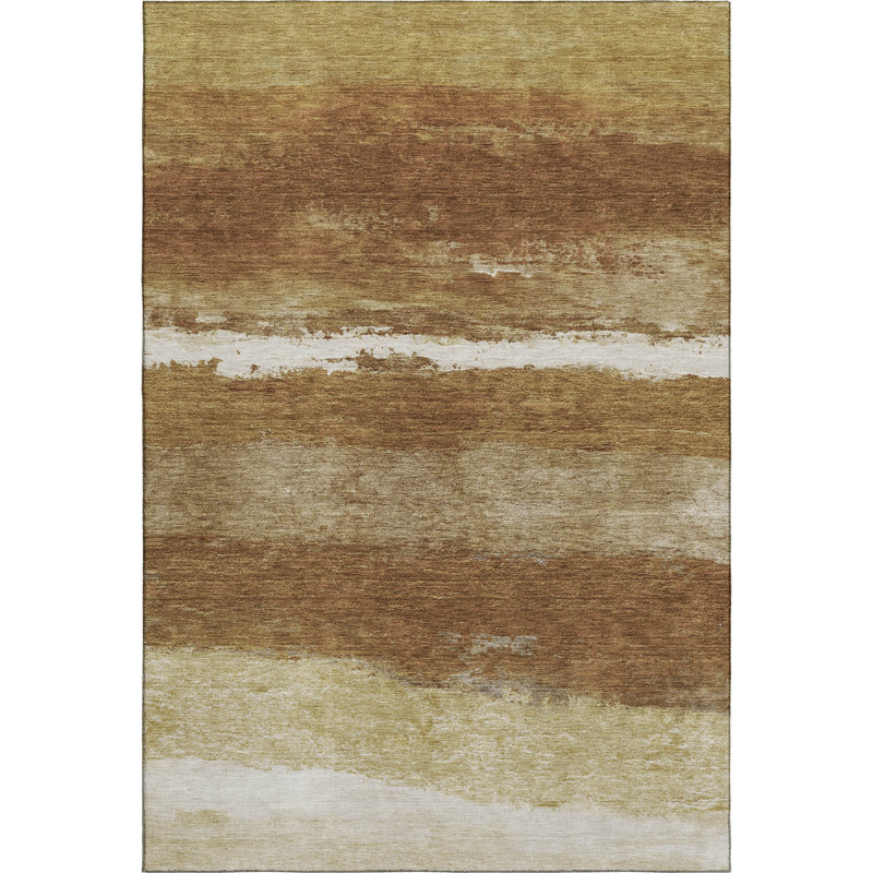 Premium Machine Washable Mayfield Striped Rug, 8' x 10', Paprika