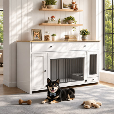Meuble télé avec cage pour chien Farmhouse