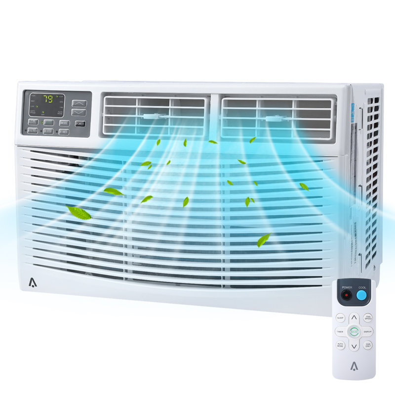 Climatiseur de fenêtre de 8 000 BTU avec télécommande, refroidit les pièces jusqu'à 350 pieds carrés, 3 vitesses de refroidissement et de ventilation, affichage numérique, trousse d'installation facile, pour la chambre à coucher, le bureau