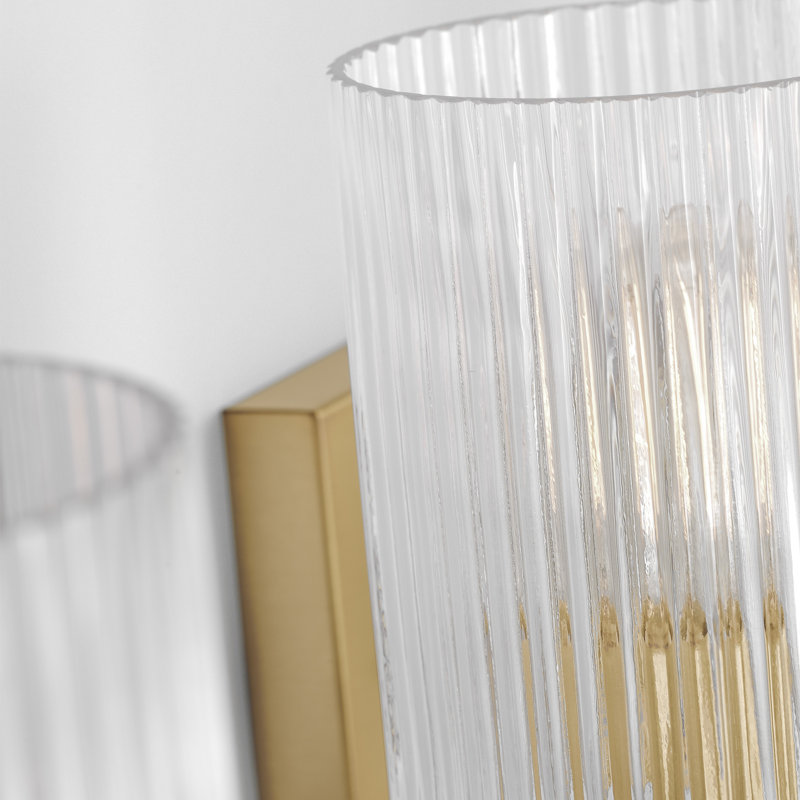 Luisa bath wall sconce with clear fluted glass shades, Satin Bronze, 4