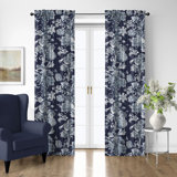 Alexandria Indigo Cotton Rod Pocket Drapery Panel Set of 2