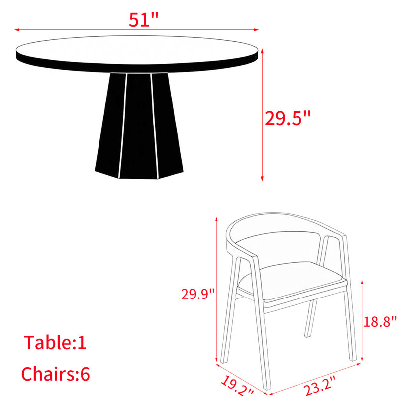 Ensemble de table à manger moderne et simple en bois massif., H 29,5 po x L 51 po x l 51 po