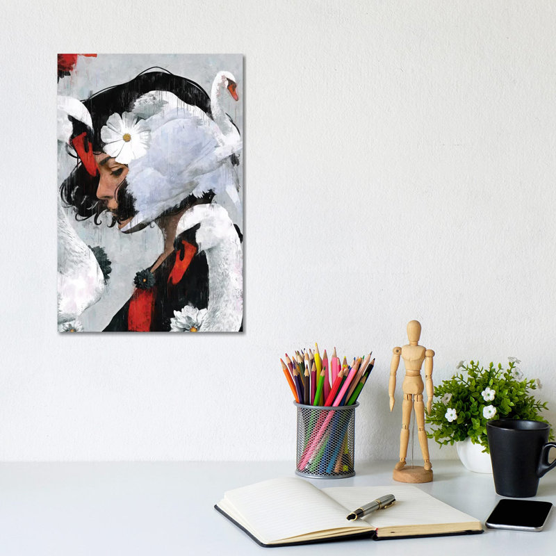 Swan by Danilo De Alexandria - Wrapped Canvas Print, 30.48cm H x 20.32cm W