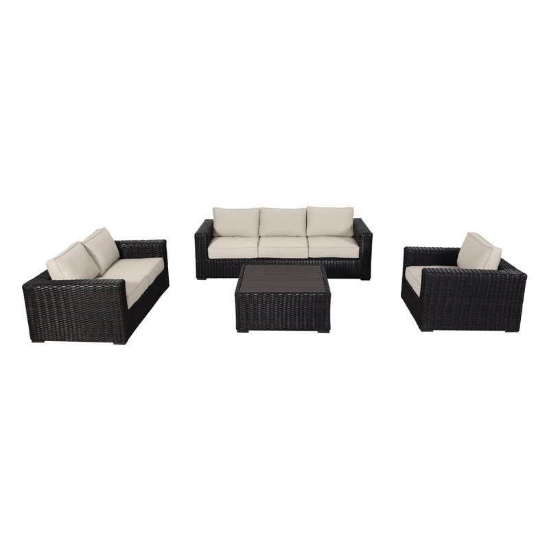 Ensemble de canapé avec coussins 4 pièces Woodham, Beige clair