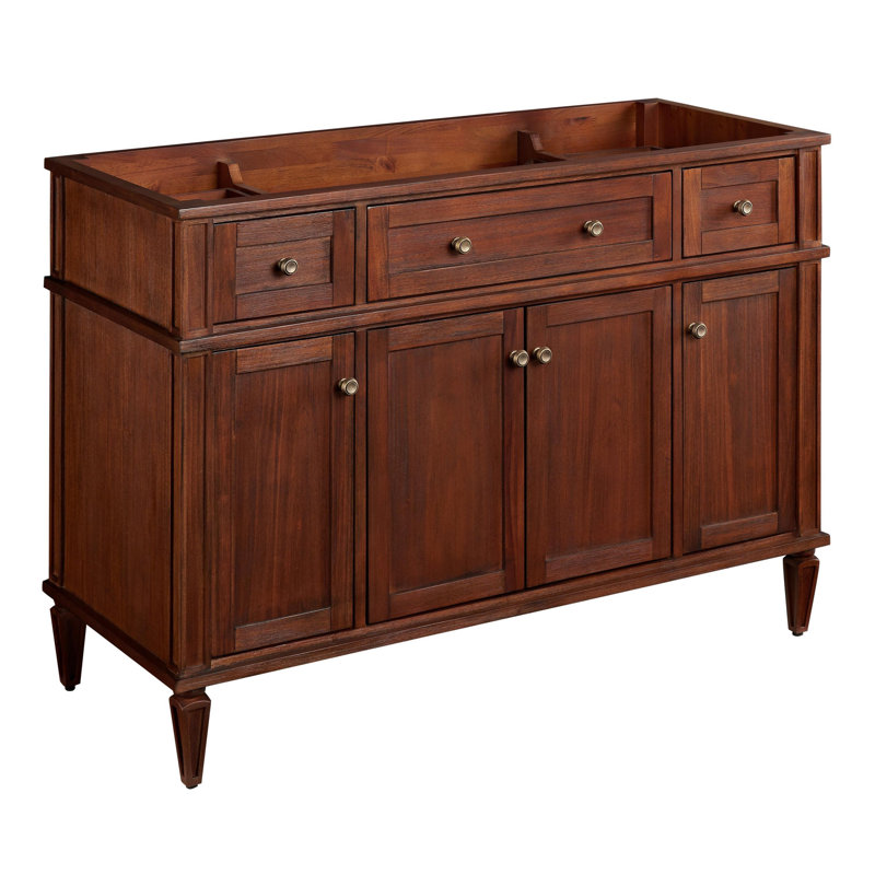 48" Antique Brown Mahogany Freestanding Vanity with Arctic White Quartz Top