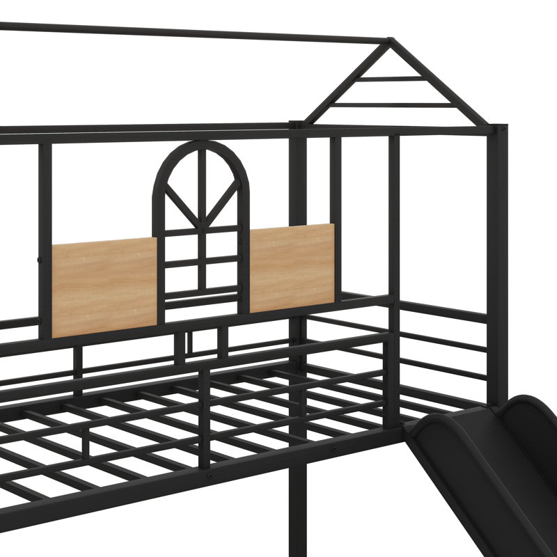 Reesa Kids Twin Over Twin Bunk Bed, Black