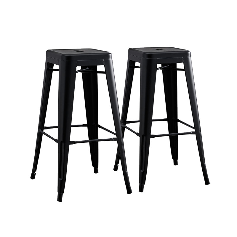 Kendraya Rustic Country Metal Bar & Counter Stool, Matte Black, Matte Black, Bar Stool (30" Seat Height)