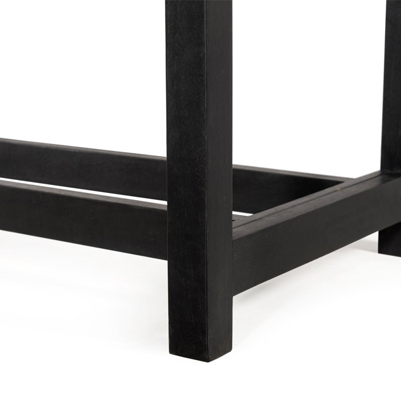 Scout Bar Table, 36”H x 70”L x 26”W, Polished Black Marble/Worn Black Mango