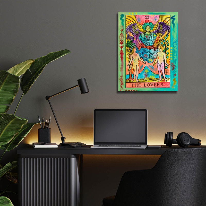  «Tarot - The Lovers» par Dean Russo, art mural en verre acrylique, 12 po x 16 po