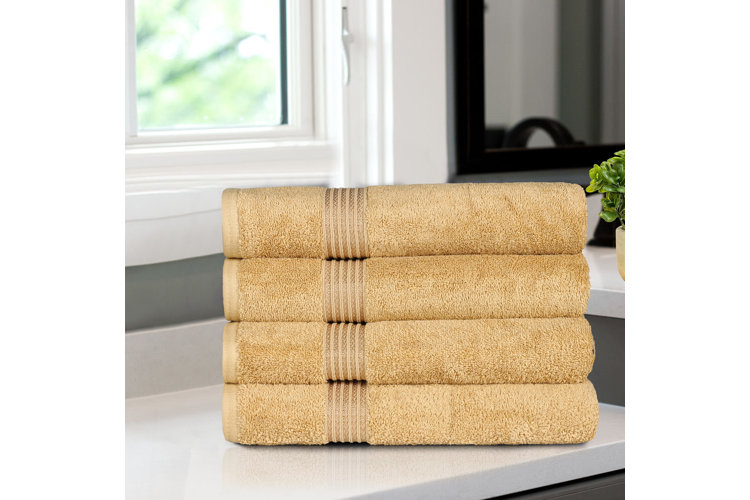 Super Soft and Fluffy Cotton Bath Towels, 26x55 Size, Pretty Yellow Shade