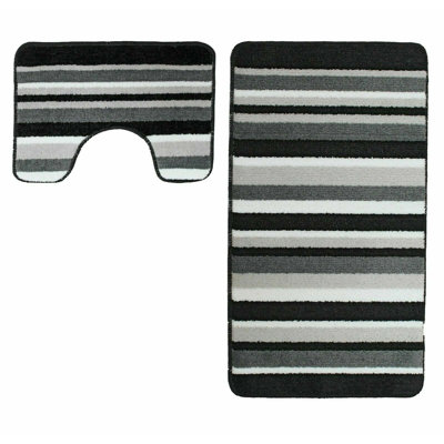 Fabliha 2 Pieces Set Non Slip Rectangular Bath Mat and Pedestal Mat