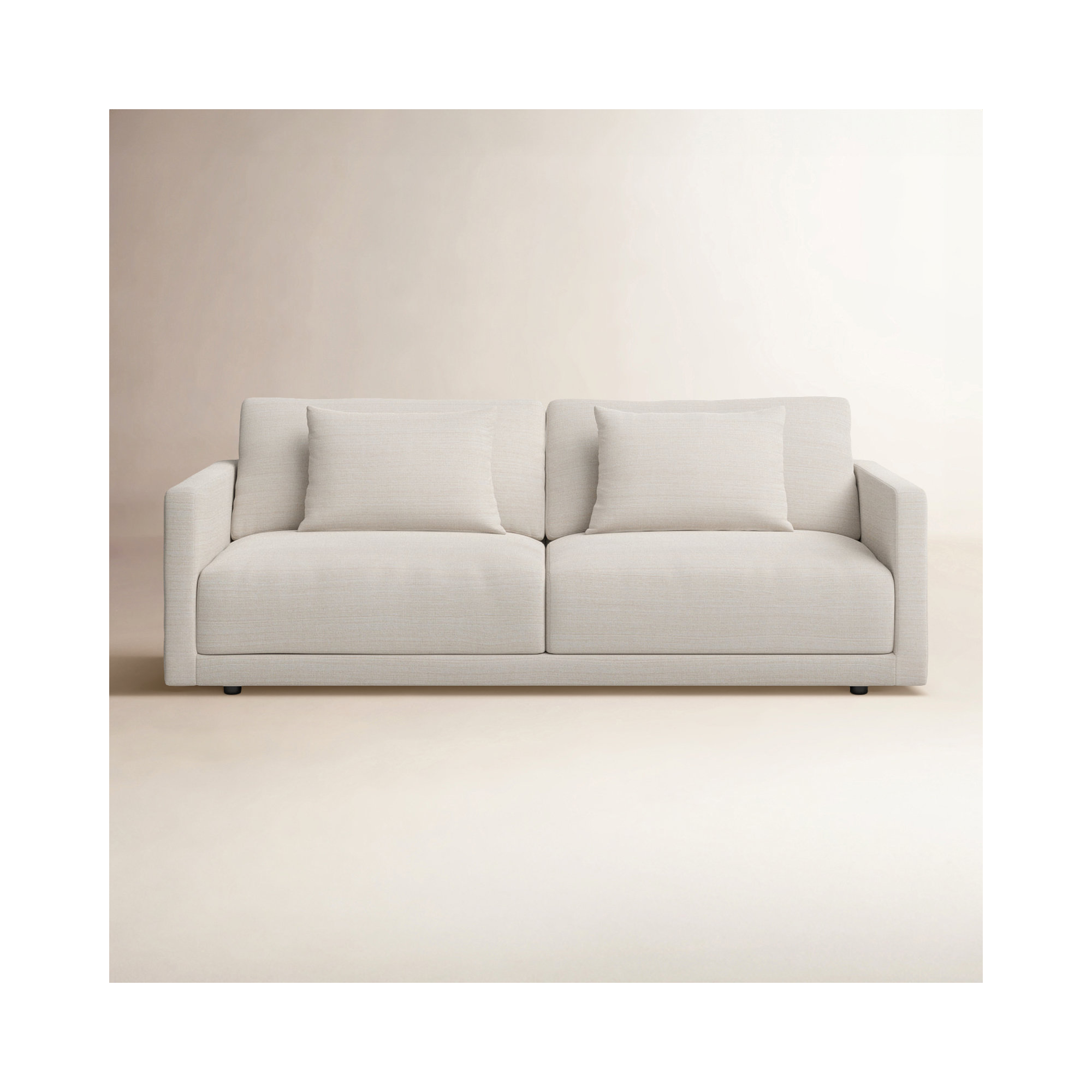 Kenji 84'' Upholstered Sofa, Cream Performance Basketweave