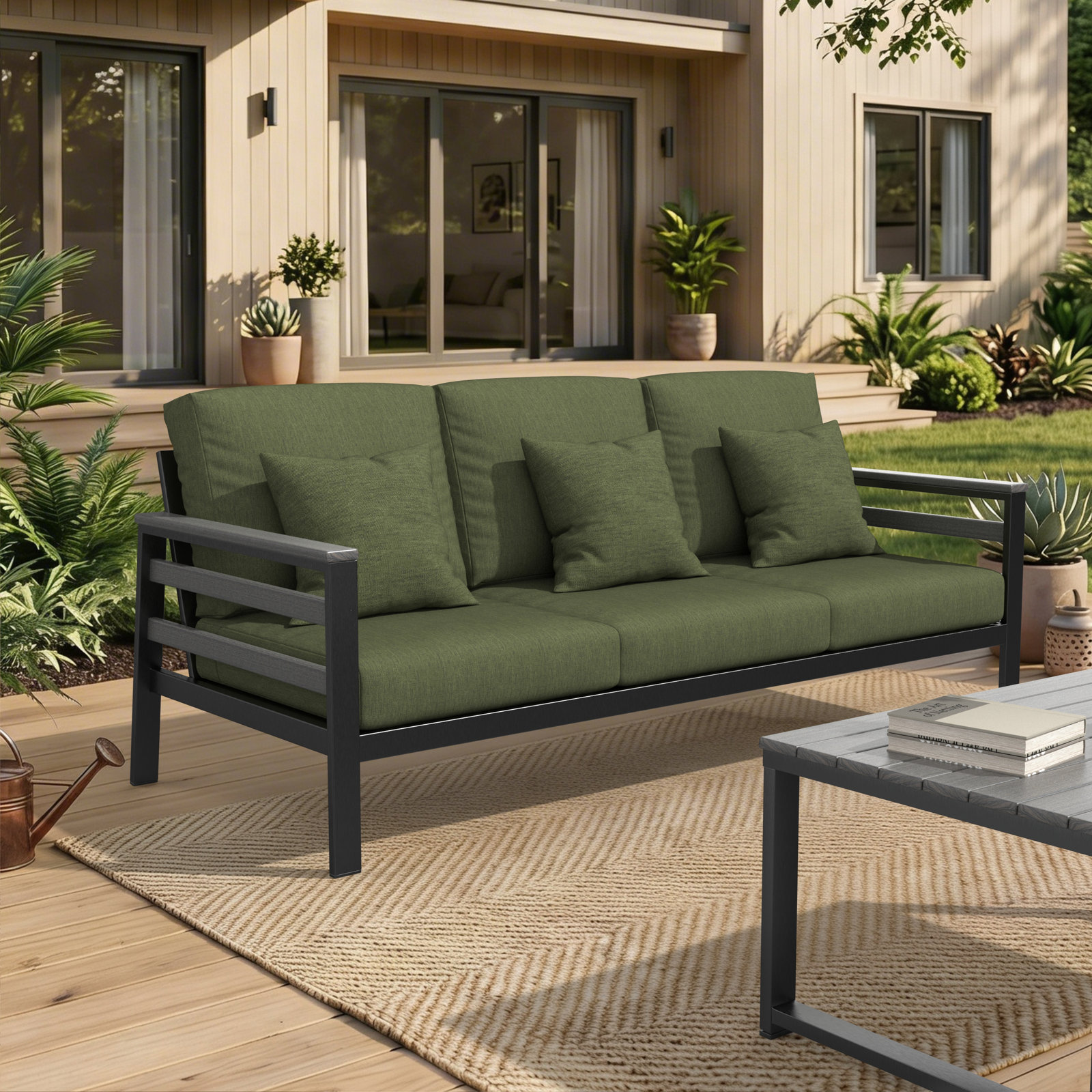 Townsend 80" Sunbrella® Patio Sofa, Green, Gray