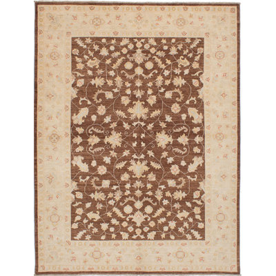 Thurton One-of-a-Kind 6'5" x 8'6" 2010s Rectangle Wool Area Rug in Brown and Tan